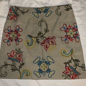 Embroidered high waisted pencil skirt